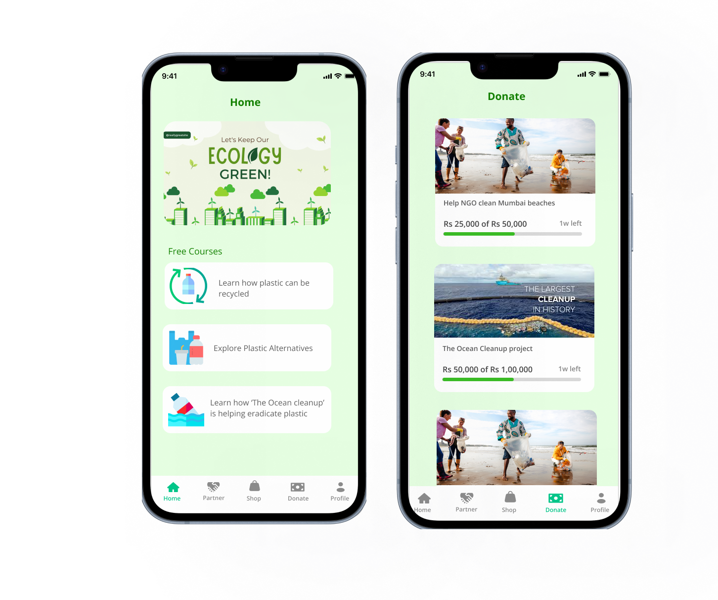 Mobile mockup images of ecogaia case study